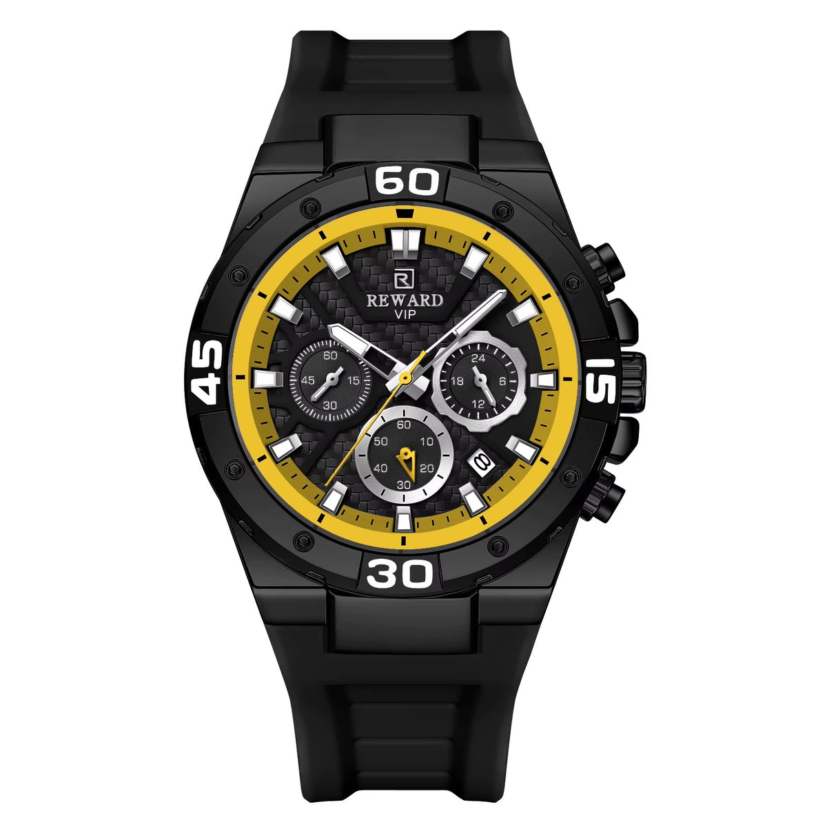 REWARD™ Men’s Black & Yellow Chronograph Watch | Bold Sporty.