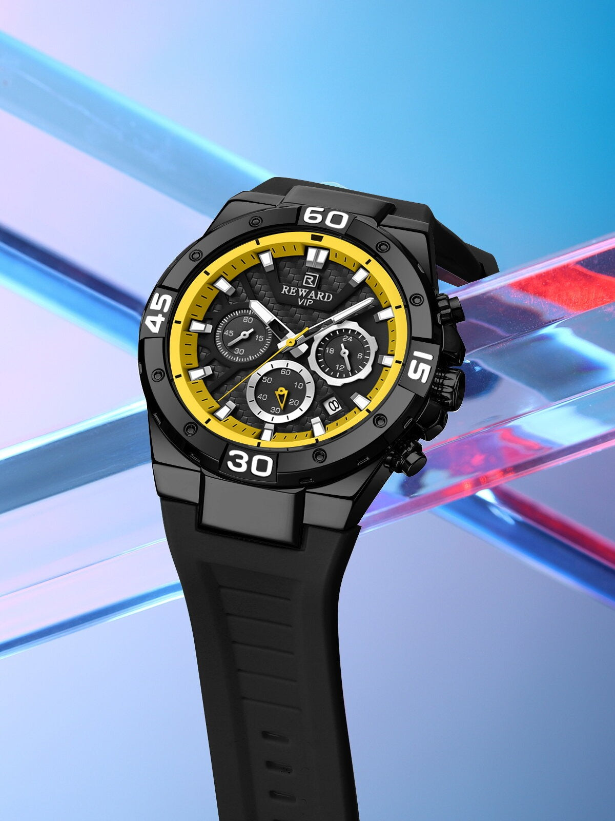 REWARD™ Men’s Black & Yellow Chronograph Watch | Bold Sporty.